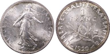 1920 1 Fr Gad-467 Semeuse MS67
