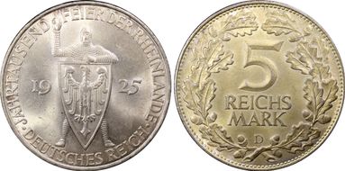 1925-D 5 Mk 1000 Years J-322 MS65