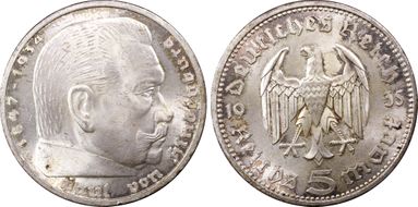 1935-A 5 Mk Hindenburg J-360 MS65