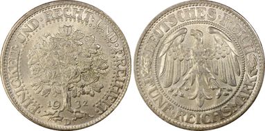 1932-D 5 Mk Oak Tree J-331 MS65