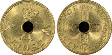 1942 50 Øre KM-393 Ni-Br MS66