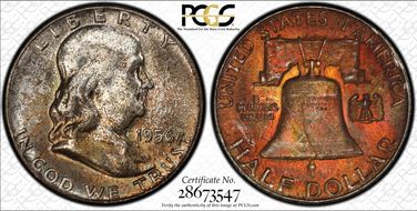 1956 50C Obv Die Clash FS 402 MS65FBL
