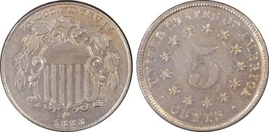 1883/2 5C Overdate FS-303 AU58