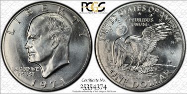 1971-S $1 Silver MS66