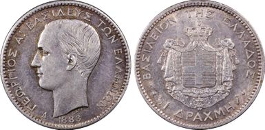 1883-A Drachma KM-38  Ag AU55