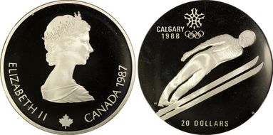 1987 $20 Ski-Jump PR69DCAM