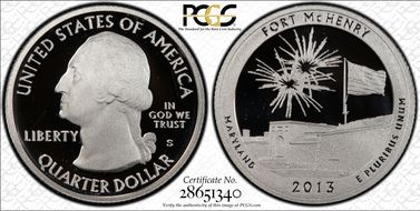 2013-S 25C Fort McHenry NP - Silver PR69DCAM