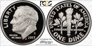 2013-S 10C Silver PR69DCAM