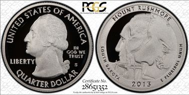 2013-S 25C Mount Rushmore NP-Silver PR69DCAM