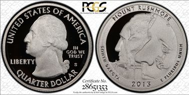 2013-S 25C Mount Rushmore NP-Silver PR70DCAM