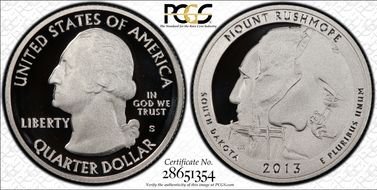 2013-S 25C Mount Rushmore NP-Silver PR70DCAM