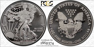 2013-W $1 Enhanced Silver Eagle West Point Mint Set SP70