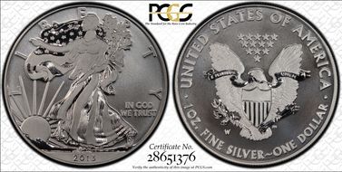 2013-W $1 Enhanced Silver Eagle West Point Mint Set SP70