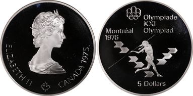 1975 $5 Javelin PR68DCAM