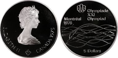 1975 $5 Swimming PR69DCAM