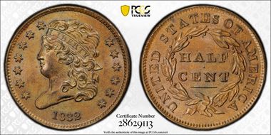 1832 1/2C C-2 MS65BN