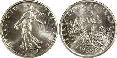 1968 5 Fr Gad-770 F-340 MS67