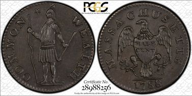 1788 1/2C Massachusetts AU55BN