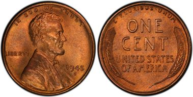 1945-S 1C MS67+ RD