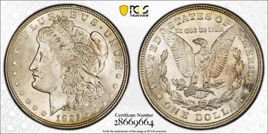 1921 $1 Morgan MS64+ 