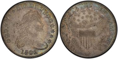 1802 $1 BB-242, Wide Date AU55