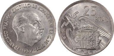 1957 25 Pta (1959) MS63