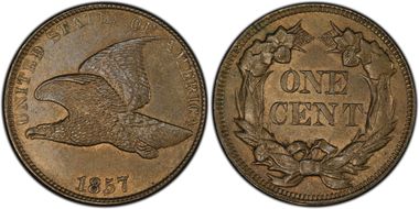 1857 1C Flying Eagle MS64