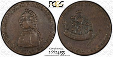 1766 1/2P William Pitt, Copper XF45BN