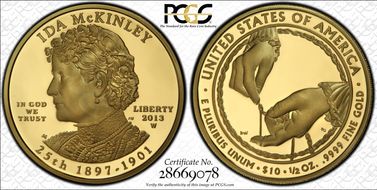 2013-W $10 Ida McKinley First Strike PR70DCAM