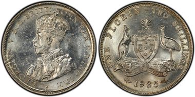 1925(m & sy) Florin MS62