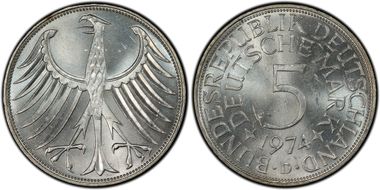 1974-D 5 Mk Regular Issue MS64