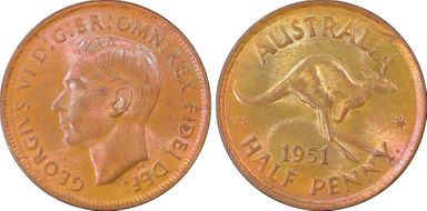 1951(p) 1/2D KM-42  w/ Dot MS64RB