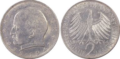 1964-D 2 Mk Planck AU58