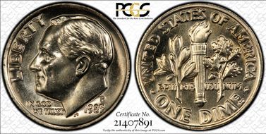 1985-P 10C MS67FB