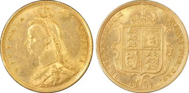 1887-S 1/2 Sov S-3871 Spread JEB AU58