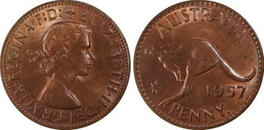 1957 Y. (p) 1D MS63RB