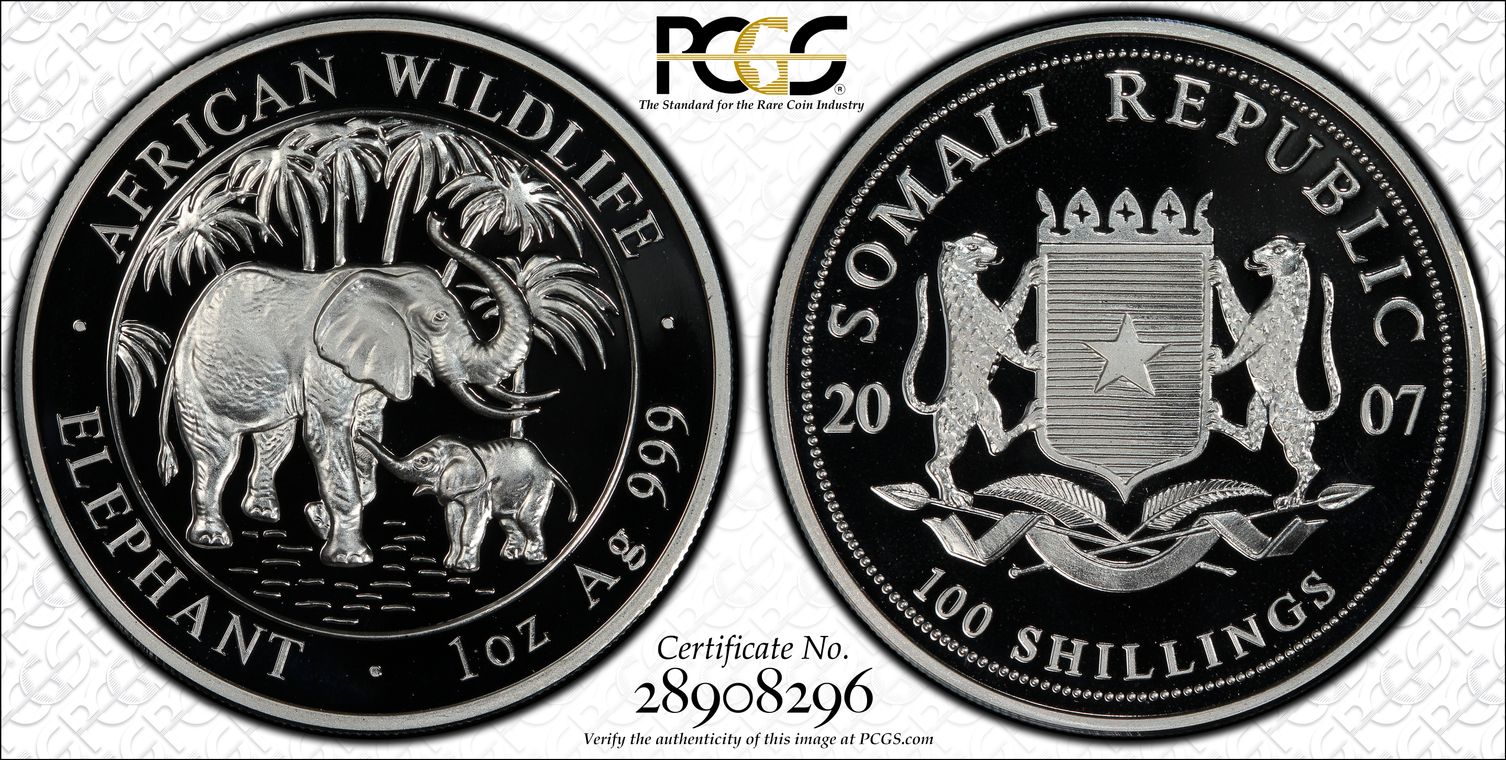 PCGS Set Registry - Brandywine Somalia Silver Elephant Proof 100