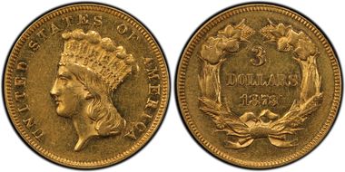 1873 $3 Closed 3 AU55