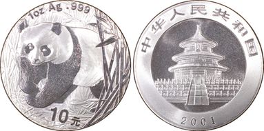 2001 10 Yn Panda Silver PAN-347A MS69