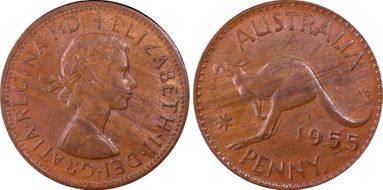 1955 Y. (p) 1D Perth obverse MS62BN