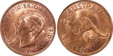 1943-I (b) 1D MS63+ RD