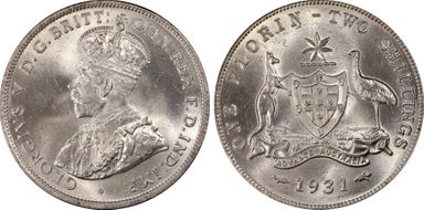 1931(m) Florin KM-27  Ag MS65