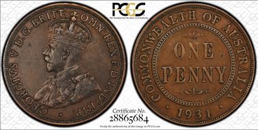 1931 (m) 1D Indian obverse Dropped 1 VF35BN