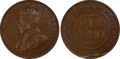 1920 //.  1D Dot Below Indian Obverse AU58BN