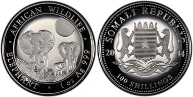 2014 100 S African Elephant MS69