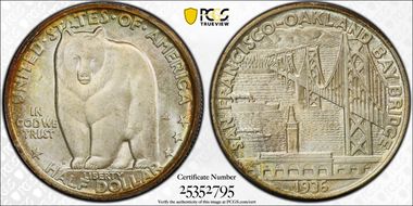 1936-S 50C Bay Bridge MS67+