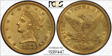 1844-O $10 AU58