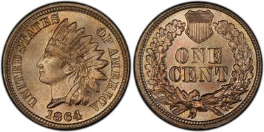 1864 1C Copper-Nickel MS66