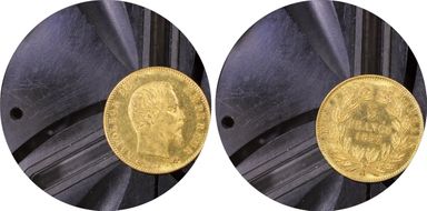 1857-A 5 Fr Gad-1001 Or MS62