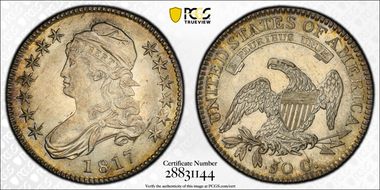 1817 50C Overton 104a AU58